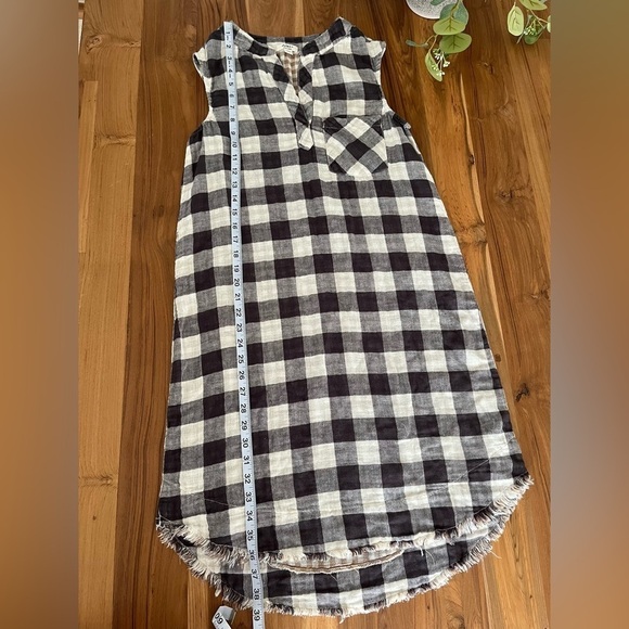 Dylan Sleeveless Gingham Linen Cotton Blend Dress XS Black White Cottagecore - Picture 2 of 7